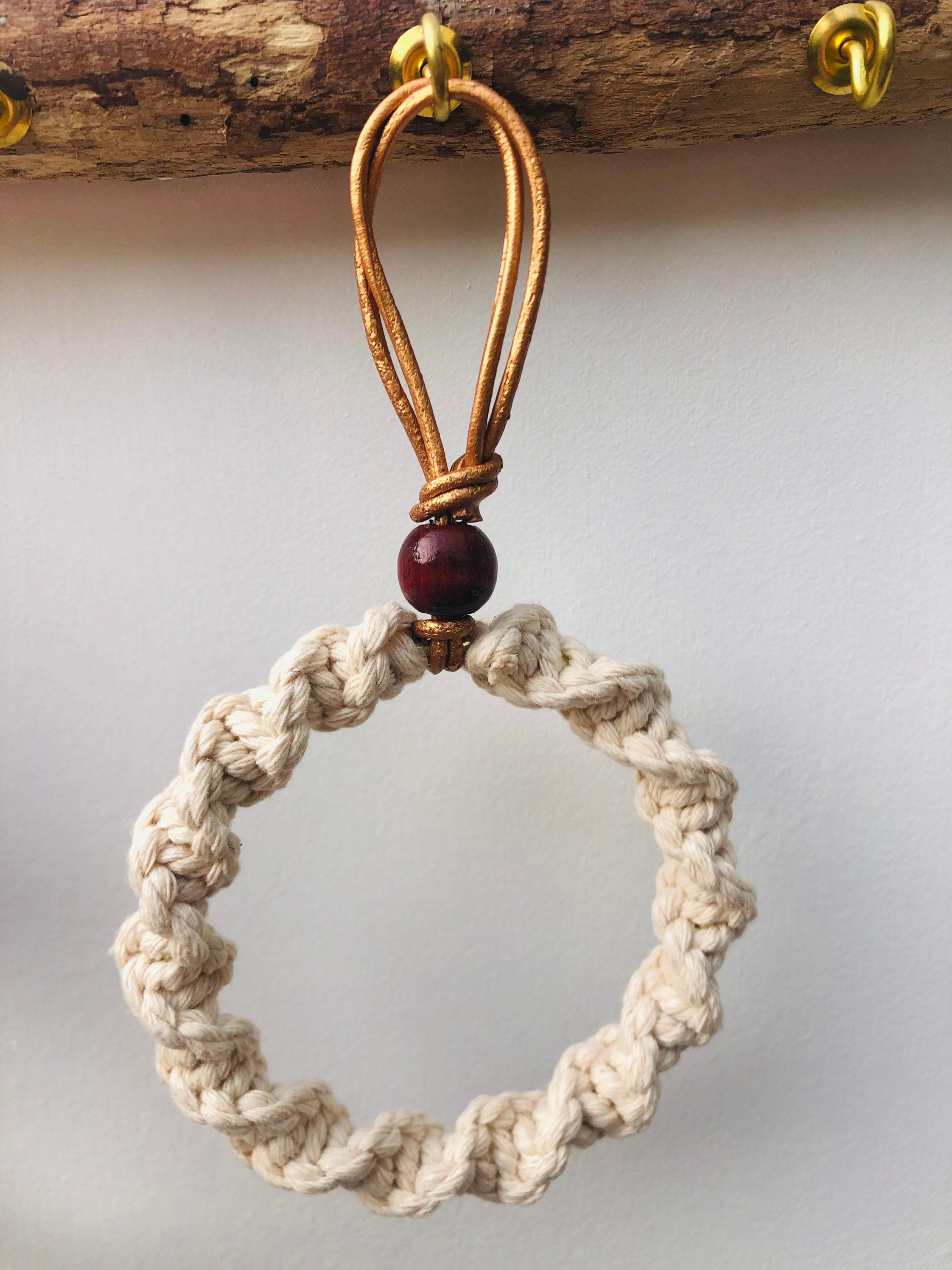 Macrame ring ornament. Small macrame wreath ornament. Etsy