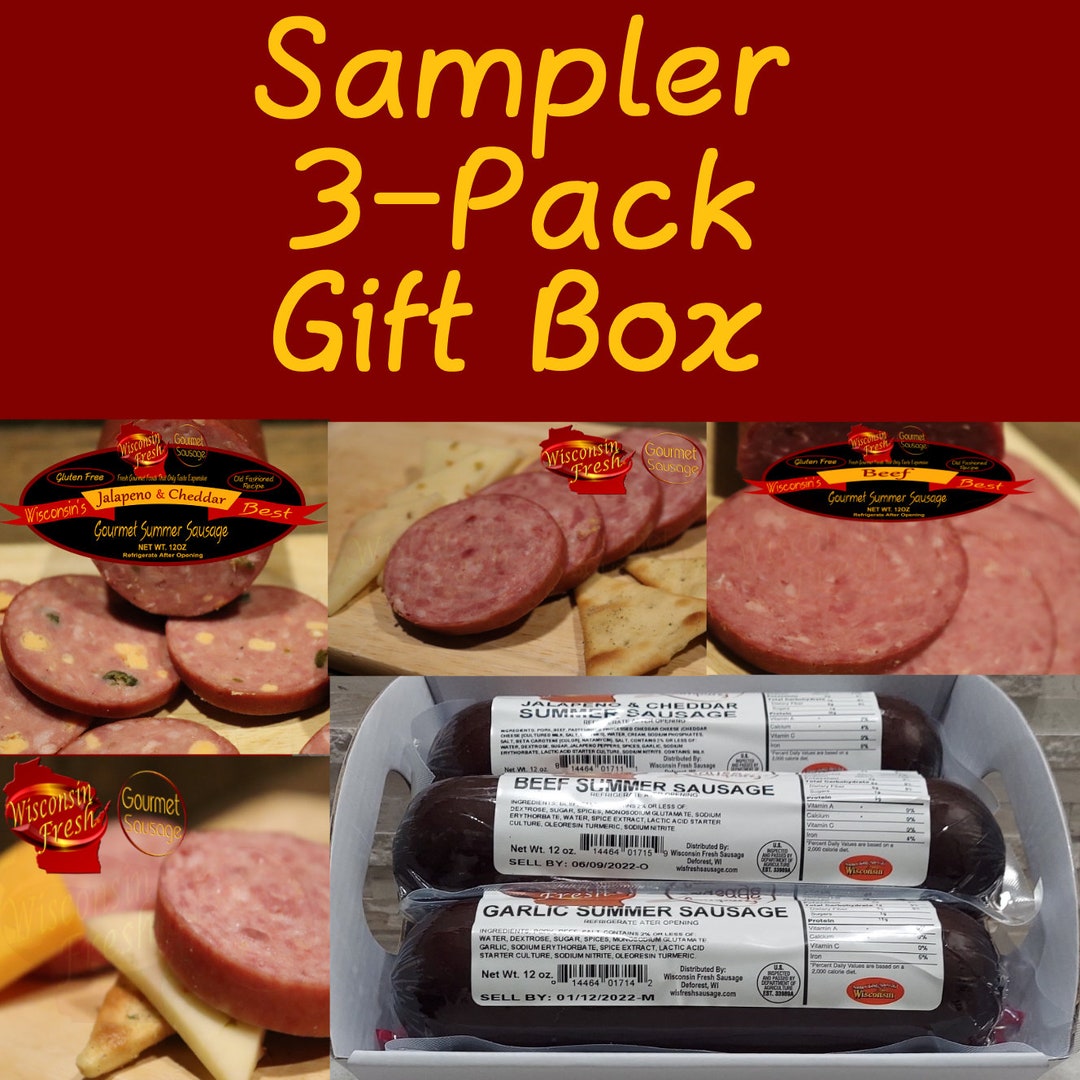 Ultimate Gourmet Meat and Cheese Gift Tray Wisconsin Made Gifts 3 Pack Summer Sausage Sampler
