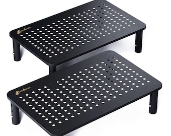 Homenfold Black Metal Monitor Stand Riser, Vented Platform, 2 Pack