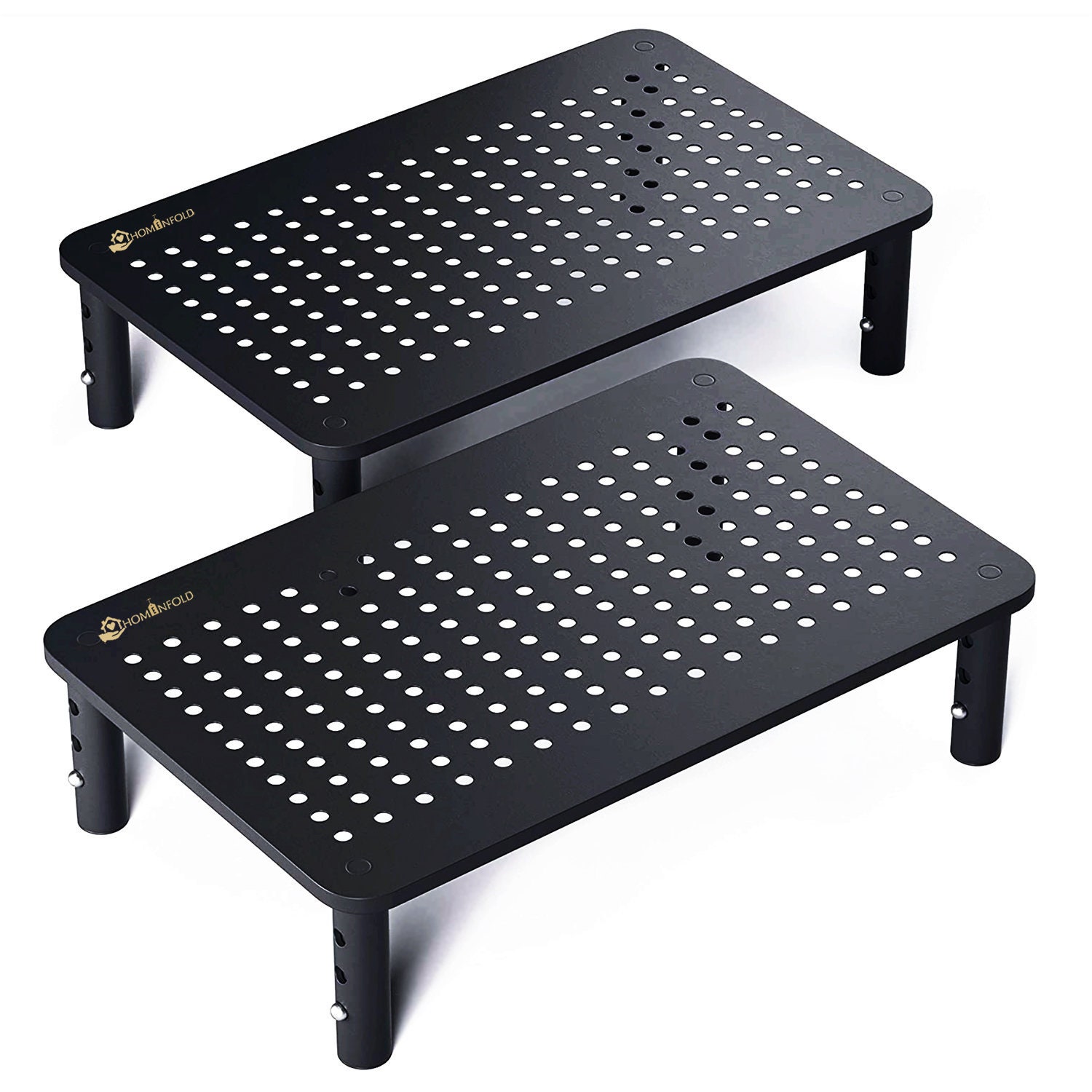 Homenfold Premium Monitor Stand Riser, Black Metal, Vented