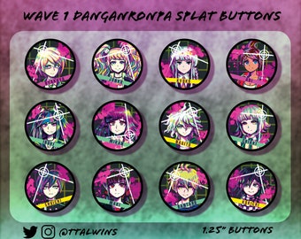 Danganronpa Splat Buttons (junko enoshoshima, Komaeda Nagito, Kokichi Ouma, Mikan Tsumiki, Kyoko Kirigiri)