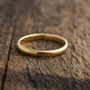 14k Solid Gold Wedding Band – Thin Dainty Ring for Women or Men, Minimalist Stacking Ring, Yellow White or Rose Gold