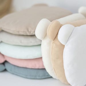 Soft Cotton Terry Bear Pillow, Baby Crib Pillow, Kids Room Decor