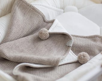 Double-sided Knitted Wool Newborn Baby Blanket, Winter Blanket, Handmade Warm Soft Baby Stroller Blanket, Baby Shower Gift Set with Pillow