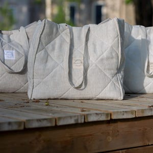 Linen tote bag with hard bottom, Large linen beach shoulder bag, Natural linen summer bag, Large linen picnic bag, Handmade linen tote bag.