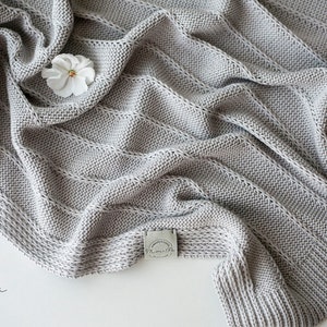 Organic Merino wool baby blanket Knitted merino wool baby blanket Baby blanket Merino Blanket Natural Wool, Baby Shower Gift Light grey
