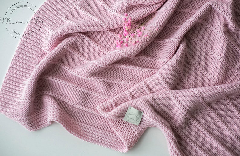 Organic Merino wool baby blanket Knitted merino wool baby blanket Baby blanket Merino Blanket Natural Wool, Baby Shower Gift pink rose