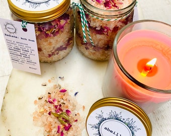 Ylang Ylang & Patchouli Aromatherapy Radiance Bath Soak, blended with Apricot Kernel Oil and Rose Petals - Spa Gift