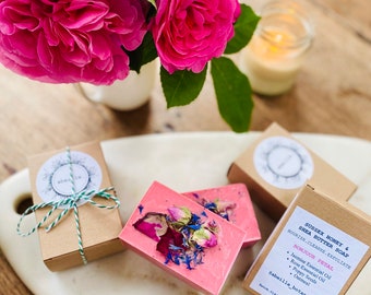 Rose, Jasmine & Poppy Soap, with Shea Butter and Honey, Gently Exfoliating