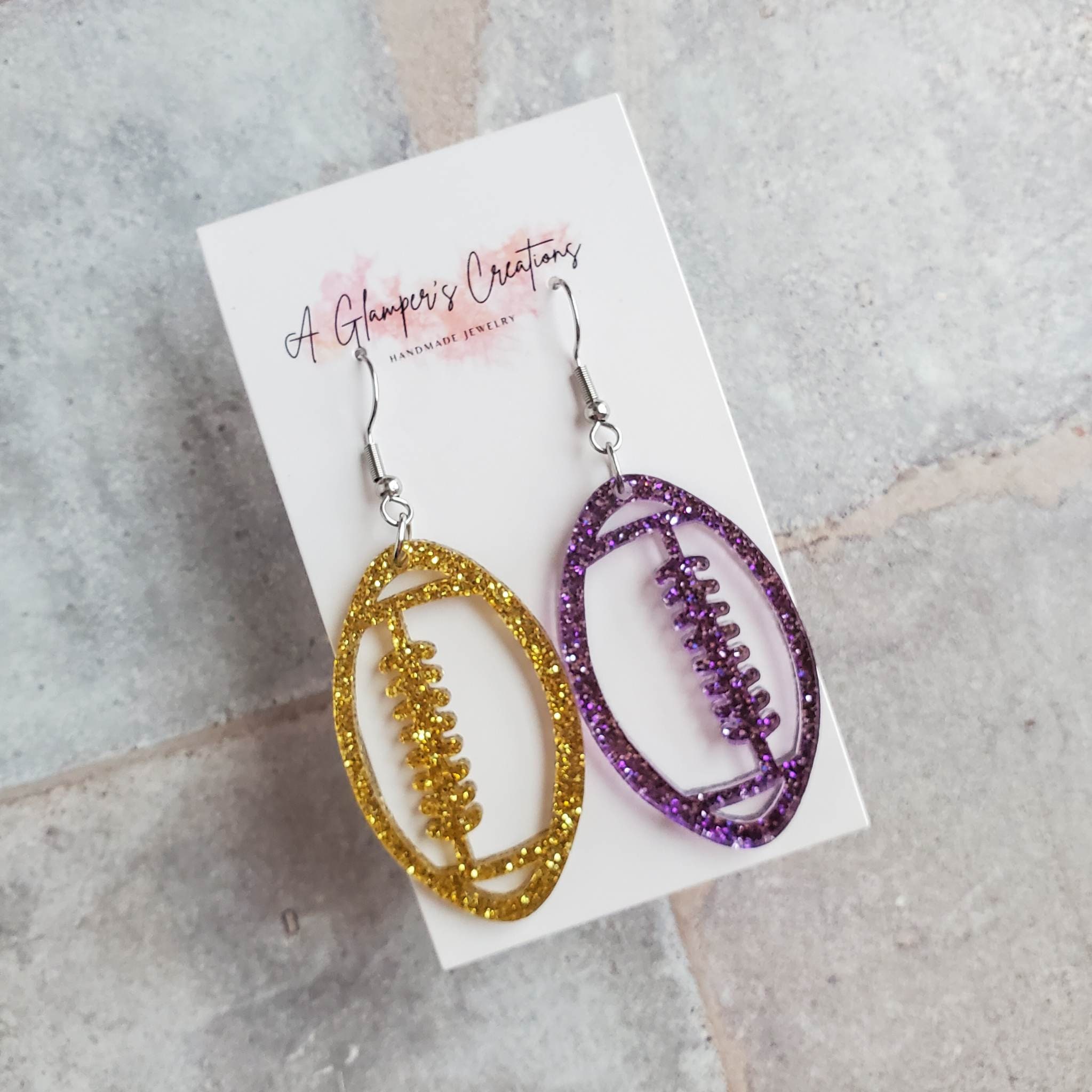 Enamel Football Earrings in Gold and Navy by Fornash main image 1