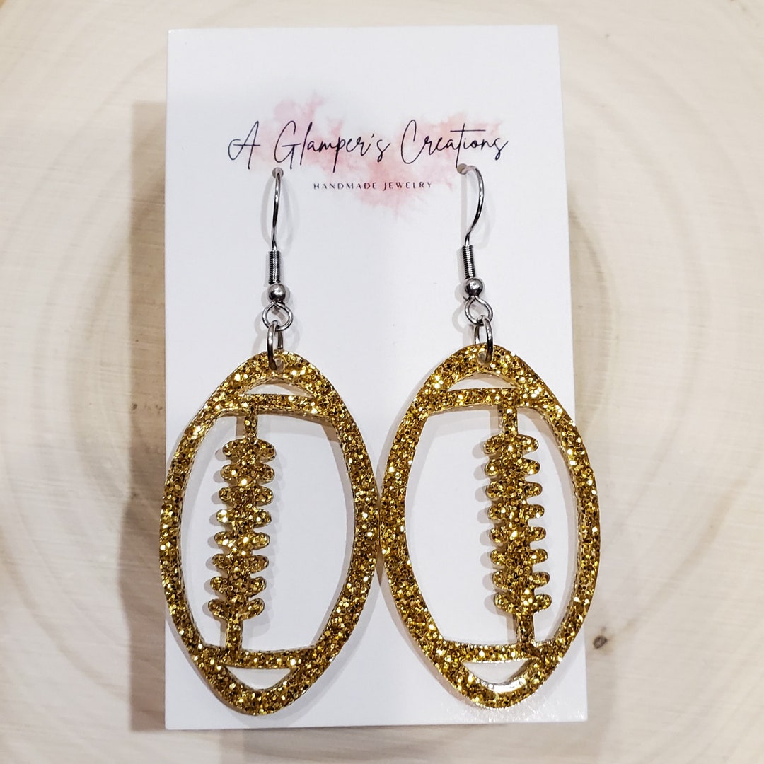 Enamel Football Earrings in Gold and Navy by Fornash