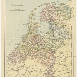 Tirage vintage original - Carte - Hollande - Pays-Bas - vers 1879
