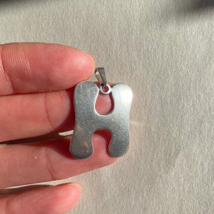Large “H” initial letter pendant. Vintage Sterling silver