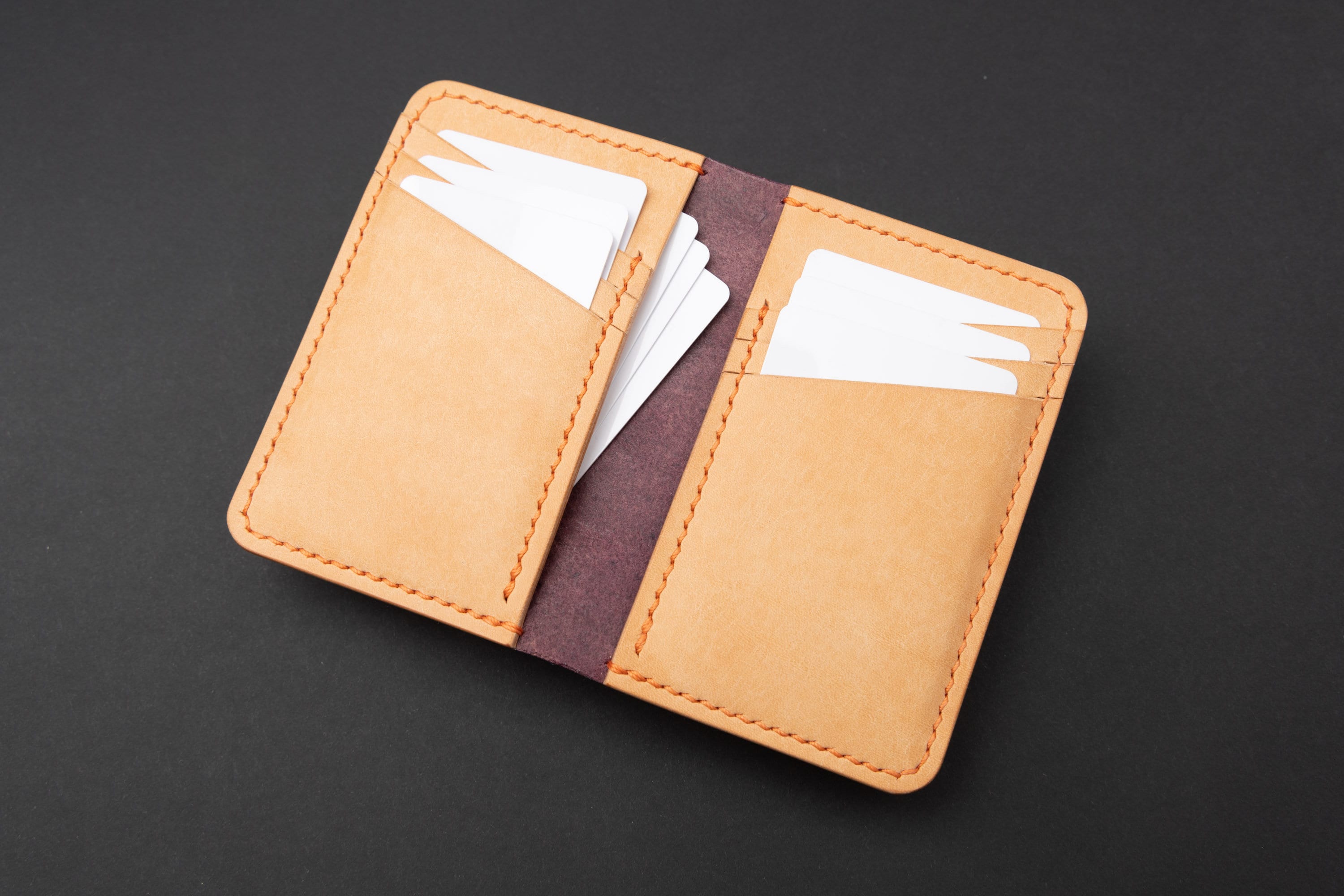 Leather Vertical Bifold Card Wallet 3 Pocket Etsy