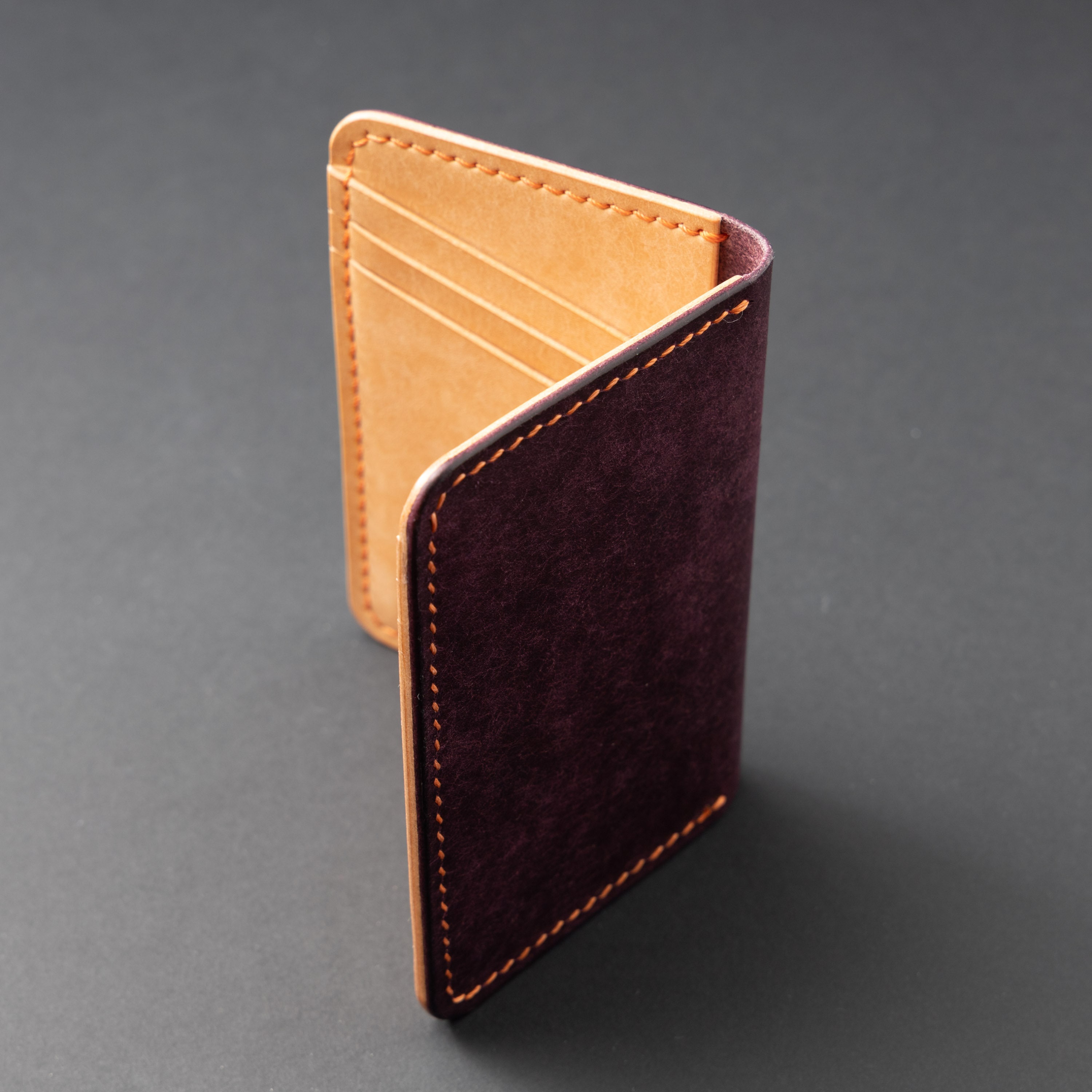 Leather Vertical Bifold Card Wallet 3 Pocket Etsy