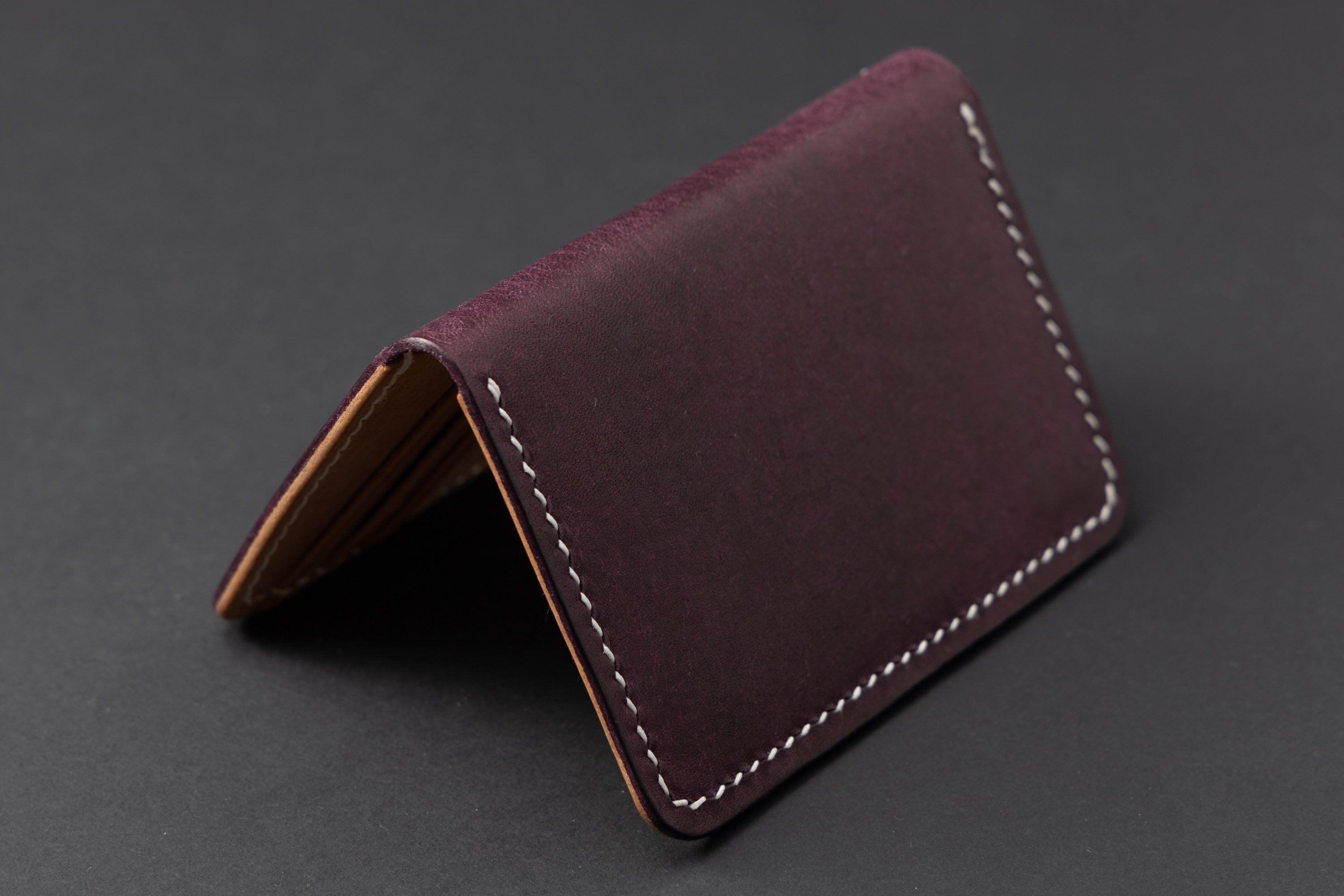 Leather Vertical Bifold Card Wallet 3 Pocket Etsy