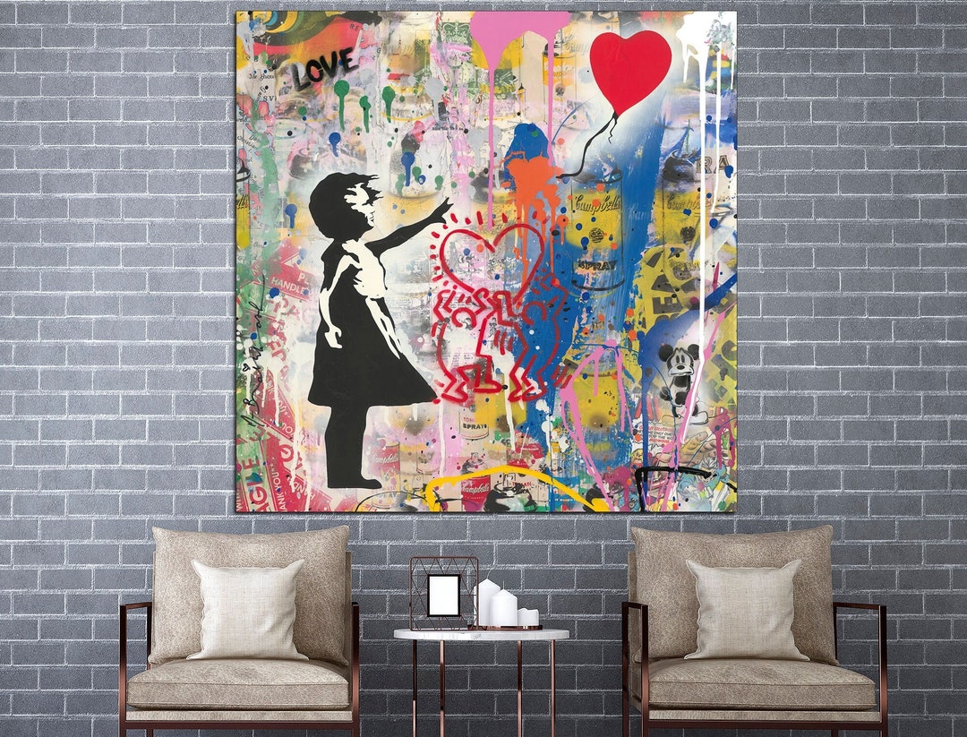 Street Graffiti Art Balloon Girl Print Modern Wall Art Extra Large ...