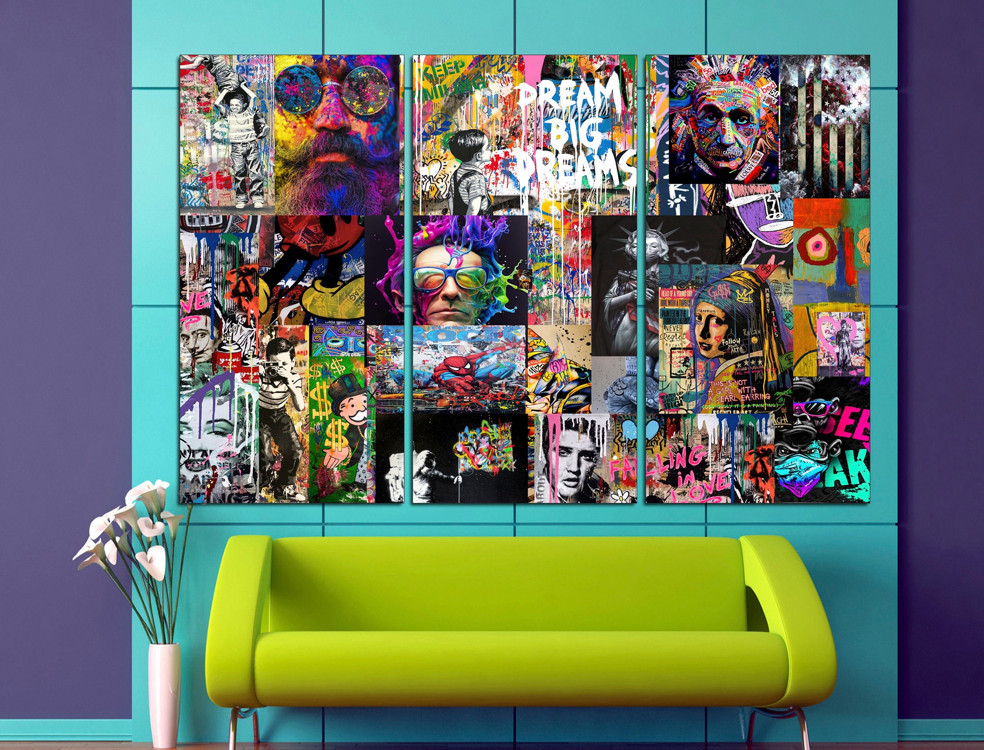 Graffiti Canvas Modern Graffiti Art Collage Print Wall Art Colorful