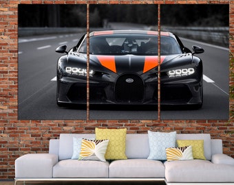 Impresión en lienzo de Bugatti: arte mural de superdeportivo para habitación de niño