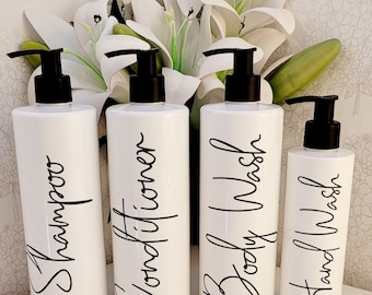 Personalised Bathroom Pump Bottle Set: Shampoo, Conditioner, Body Wash (500ml)