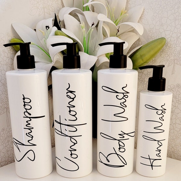 Set of 3 Bathroom pump bottles/shampoo/conditioner/body wash/shower gel 500ml PET pump bottles