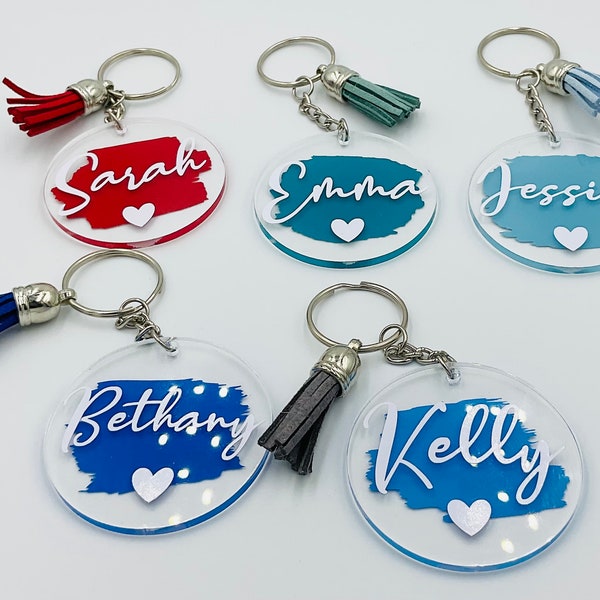 Personalised Name Colourful Keyring, Gift for Her, Gift for Mum, Mothers Day Gift