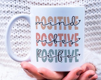 Taza de cerámica con vibraciones positivas: regalo para la salud mental