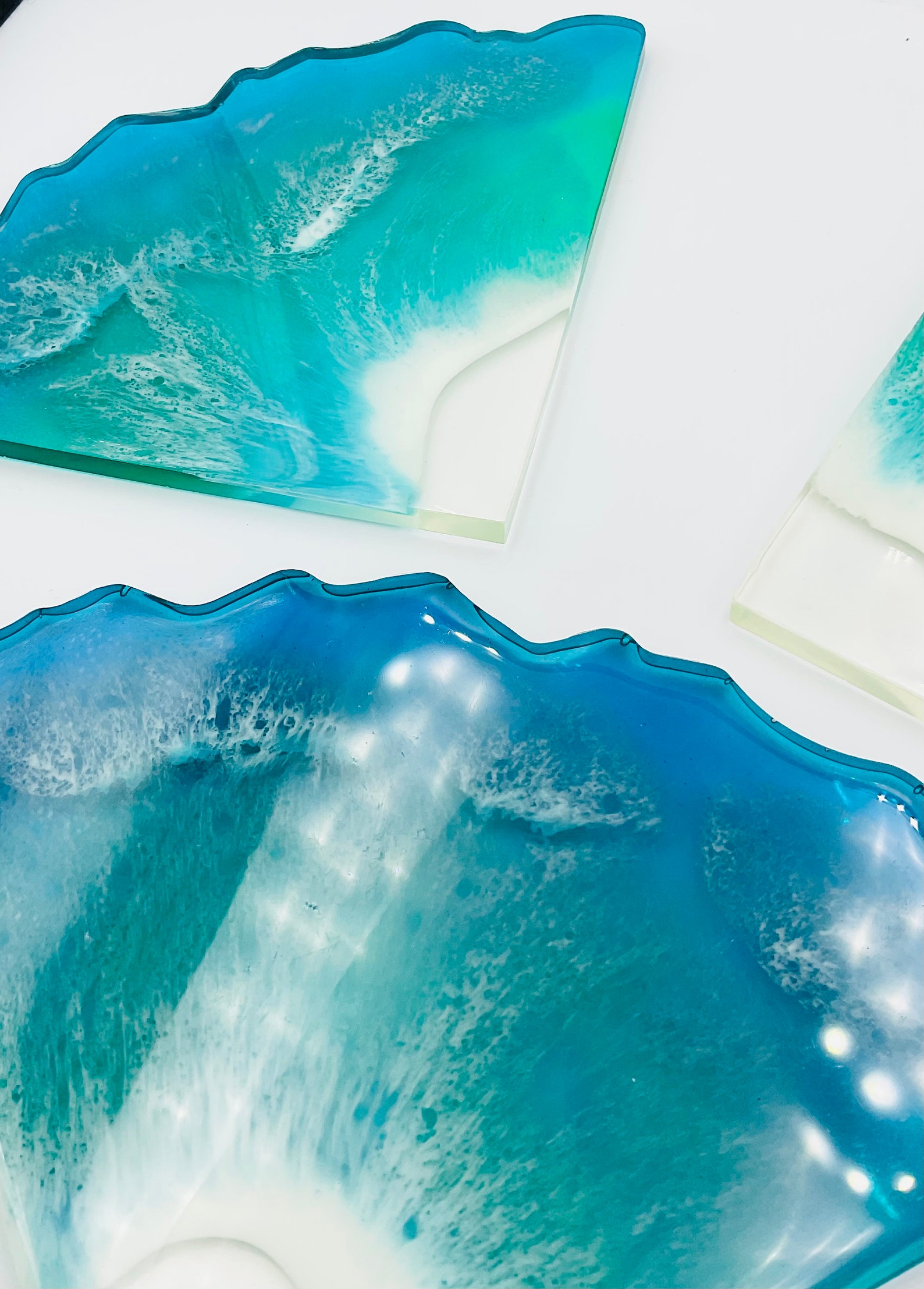 Wave Patterned Coaster Beach Inspired Resin Coasters/ocean/waves - Etsy