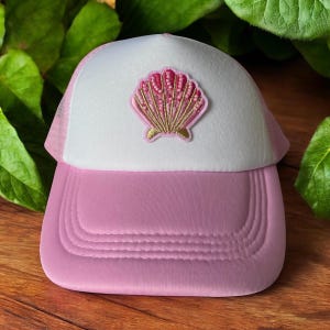 Women Trucker Hat for Beach, Cute Hat, Hat for Women, Beach Vibes, Beach Themed Hat, Trucker Hat for Her, Pink Trucker Hat, Pink Beach Gift
