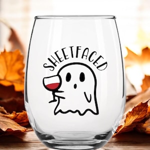 Cadeau d&#39;Halloween amusant pour les amateurs de vin | Verre à vin fantôme effrayant | Cadeau d&#39;Halloween original pour elle
