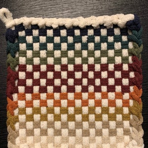 DESIGNER FALL Handmade Woven Potholder, Woven Trivet, Bridal Shower Kitchen Gift, Farmhouse Housewarming Handmade Gift, Chef Gift