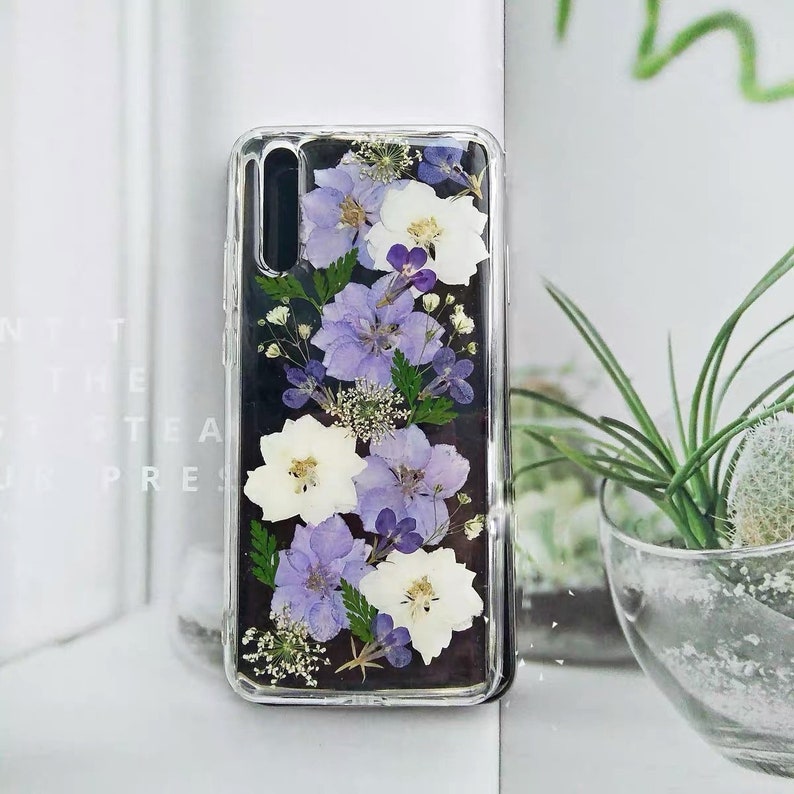 purple pressed real dried flowers phone case cute phone case pressed flowers pretty phone case perfect gift for her IPhone10 11