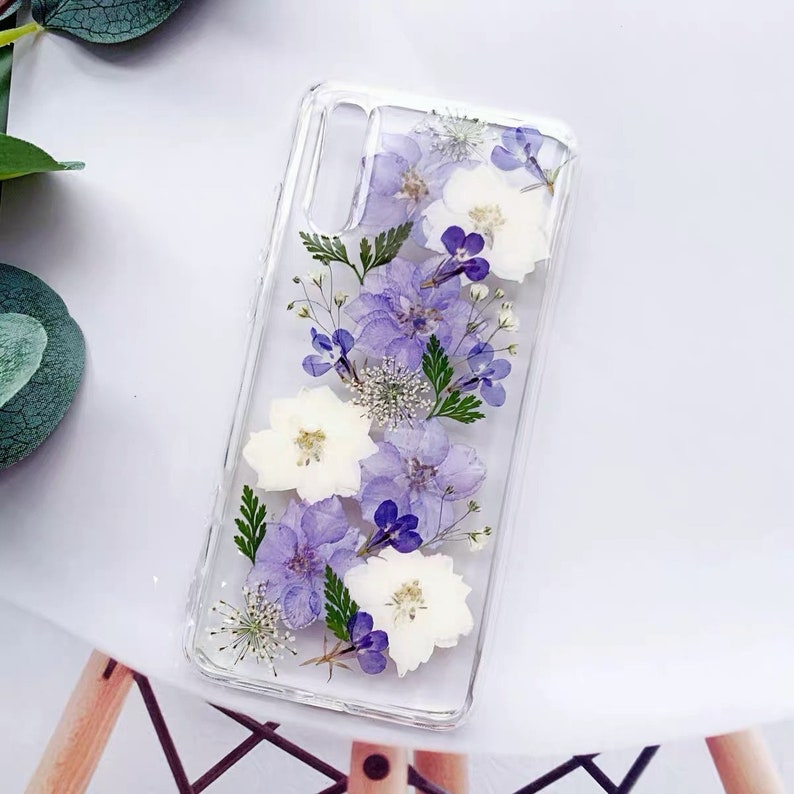 purple pressed real dried flowers phone case cute phone case pressed flowers pretty phone case perfect gift for her IPhone10 11