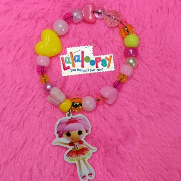 Lalaloopsy Bracelet - Kandi Scene Emo Y2K 2000s Decora Fairy Kei Pastel Harajuku Beaded Handmade Jewelry