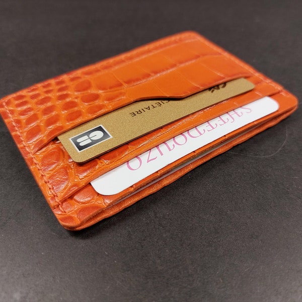 Porte cartes/ minimaliste / cuir / tannage végétal / cardholder / France / brillant / Cadeau/