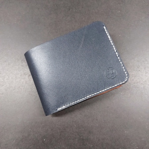 Portefeuille / bleu marine / fauve / homme / porte cartes / cuir / France / Fait main/