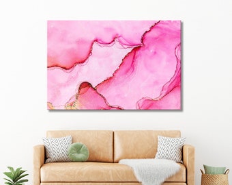 Pink Abstract Wall Art, Pink Canvas Print, Large Wall Art, Pink Wall Decor, Print Canvas Set, Living Room Decor, Pink Marble Decor, Pink Art