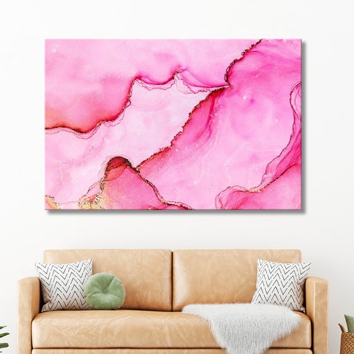 Pink Abstract Wall Art Pink Canvas Print Large Wall Art Etsy