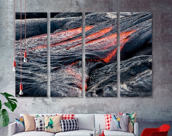 Lava Flow Abstract Art Print, Gray Canvas Wall Decor