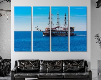 Sailboat Canvas Print, Nautical Ship Art, Coastal Decor