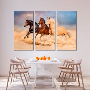 Horses Wall Art, Herd Horses Canvas Print, Horses Canvas Print , Horses Animals Print Art, Shree Horses Wall Art, Horses Sand Canvas Print