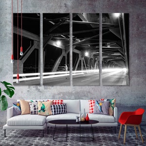 Bridge EdmontonCanvas Art, Bridge Large Canvas, BW Bridge Poster, BW Decor Poster Art, Bridge Modern Art, BW Edmonton Canvas Art