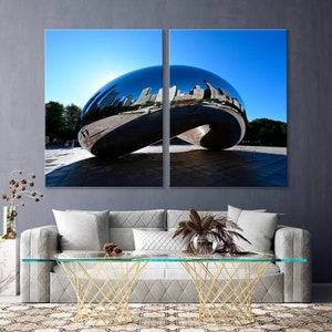 Chicago Illinois Cloud Gate Wall, Chicago Illinois Cloud Gate Decor Art, Cloud Gate Sculpture Canvas Art, Sculpture Anish Kapoor Decor Art