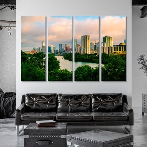 Austin Texas Canvas Art, Urban landscape Large Canvas Art, Austin Texas Sunset Poster Print, Cityscape Poster Art,  Lady Bird Lake ModernArt