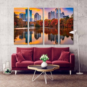 Atlanta Georgia USA Gemälde, Atlanta Druckbare, 4 Panels Wand, Atlanta Leinwand, Atlanta Wand, Atlanta Kunst, Piedmont Park Druck, Herbst Kunst