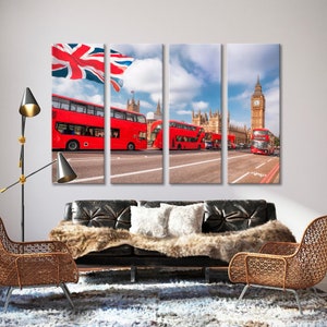 BIG BEN Canvas Print, Buildings Canvas Art, Architecture Wall Art, Red Phone Booths Print Art, Red Bus Canvas Art, London Canvas Print