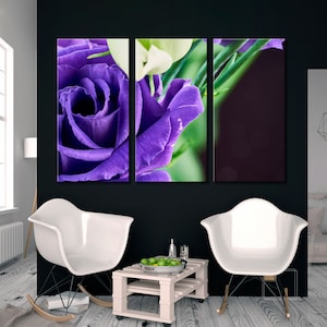 Rose Close up Canvas Art, Flowers WallArt, Black Background Wall Art, Nature Decor WallArt, Flora Print Art, Purple ose Print Decor Art