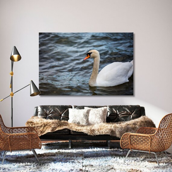 Collage Craft Supplies & Tools Surfaces Swan Canvas Wall Art Swan Gliding Across A Lake Canvas
