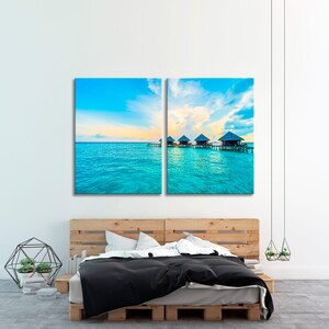 Tableau Mural Sirène - Impression Sur Toile Bleue Corail - Décoration Marine 30,5 X 40,6 Cm - Pour Salon, Chambre Ou Bureau