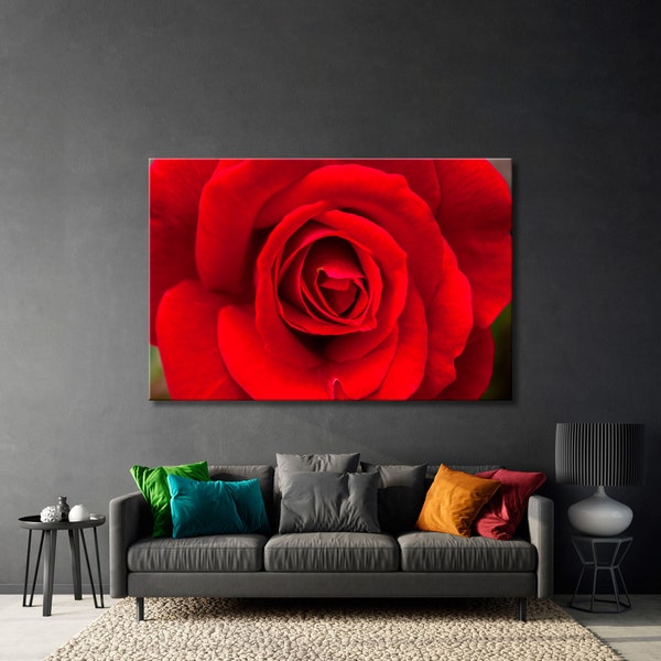 Red Rose Wall Decor, Red Rose Canvas Print, Red Rose Close up Wall Print, Flowers Decor Wall Print, Red Rose Wall Art, Red Rose Canvas Art